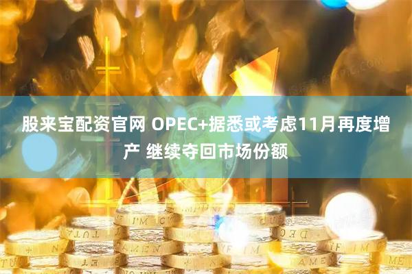 股来宝配资官网 OPEC+据悉或考虑11月再度增产 继续夺回市场份额