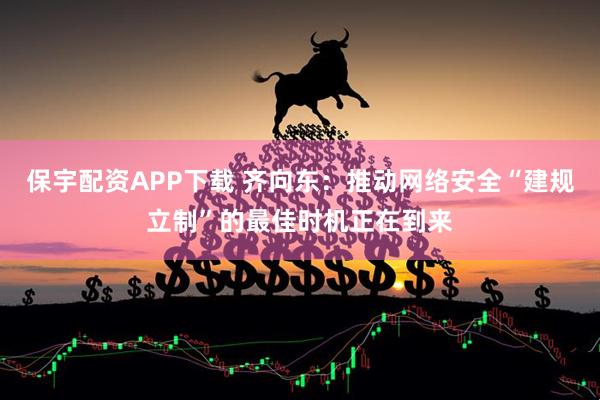 保宇配资APP下载 齐向东：推动网络安全“建规立制”的最佳时机正在到来